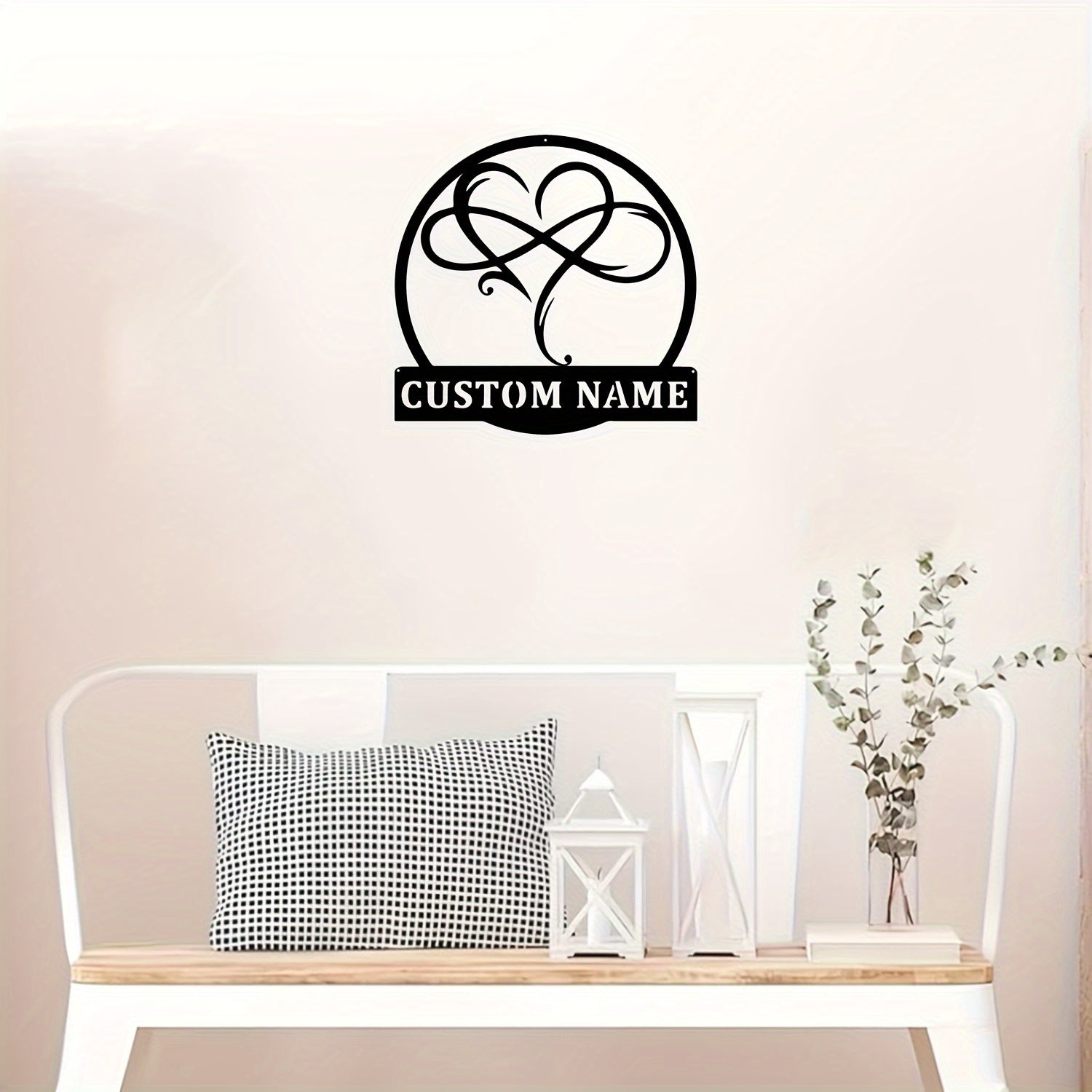 Custom Metal Wall Art Sign Heart Infinity Name Personalized Home Decor for Living Room Bedroom Office