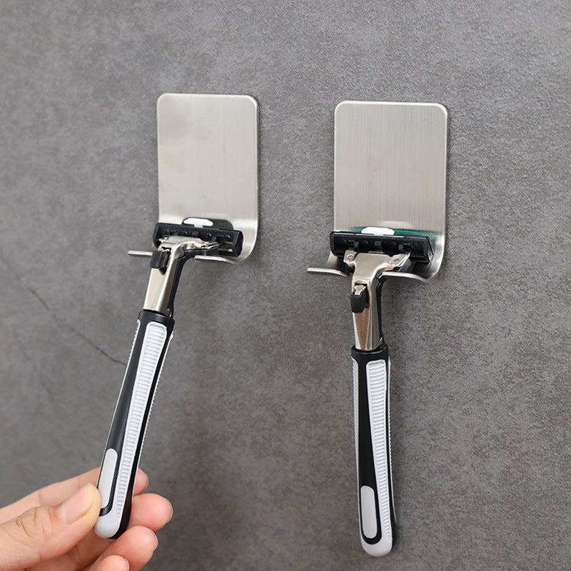 2-Pack Stainless Steel Wall-Mounted Razor Holders No-Drill Adhesive Bathroom