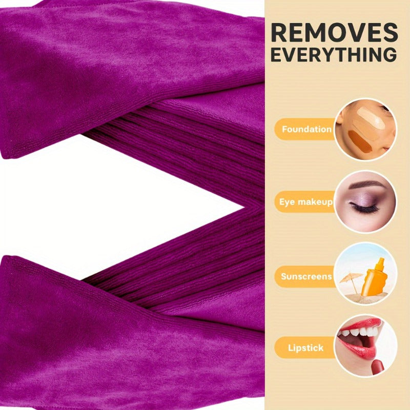 5 Pack Microfiber Reusable Makeup Remover Cloths for Face Washing in Wine Red