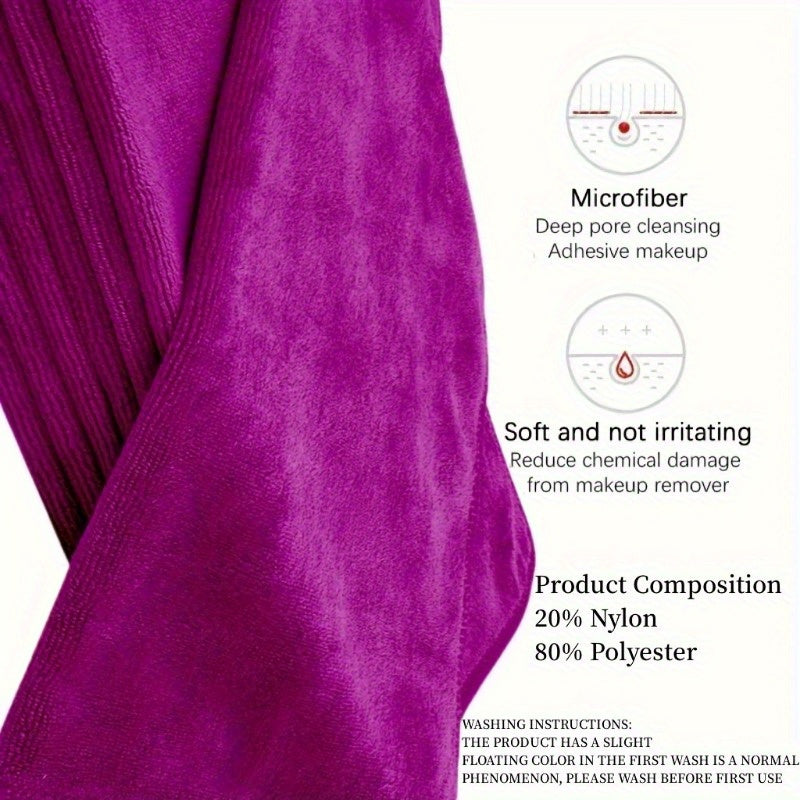 5 Pack Microfiber Reusable Makeup Remover Cloths for Face Washing in Wine Red