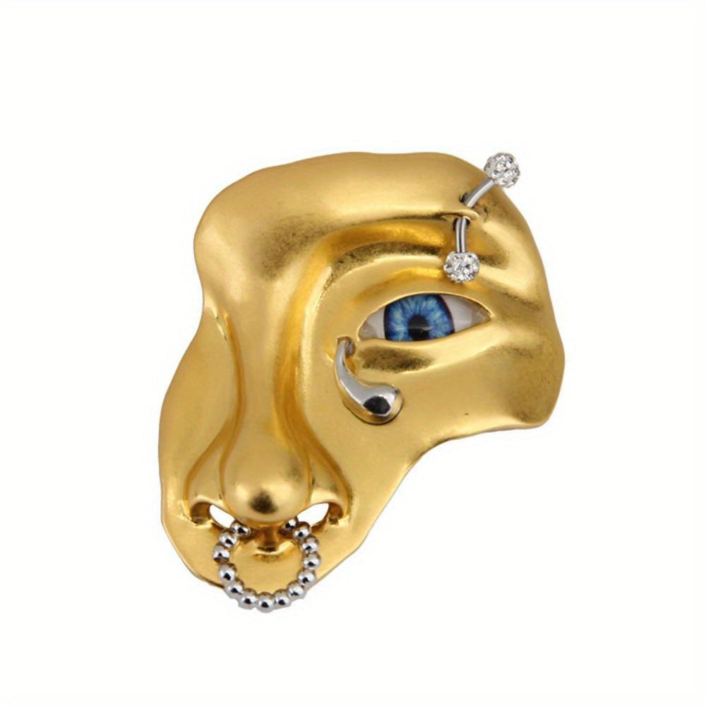 Half-Human Alloy Face Brooch for Women Unique Jewelry Accessory Exaggerated Style