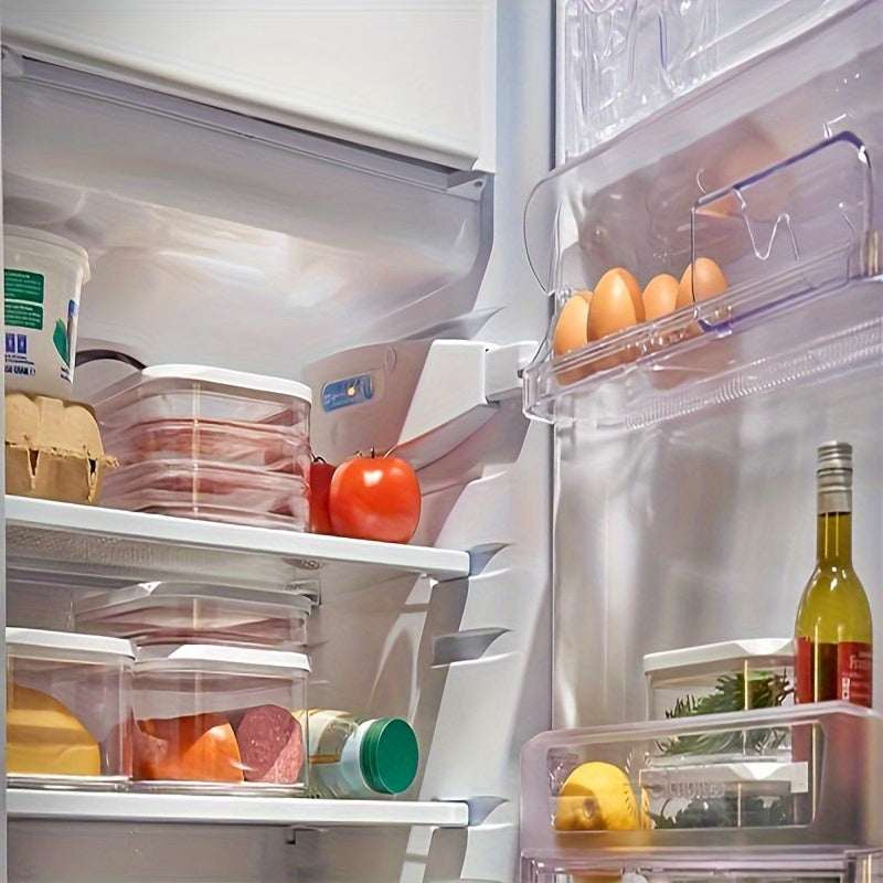 Juego de recipientes de plástico PET de un solo nivel, bandeja fría, a prueba de fugas, para almacenamiento de alimentos, carne, frutas y verduras