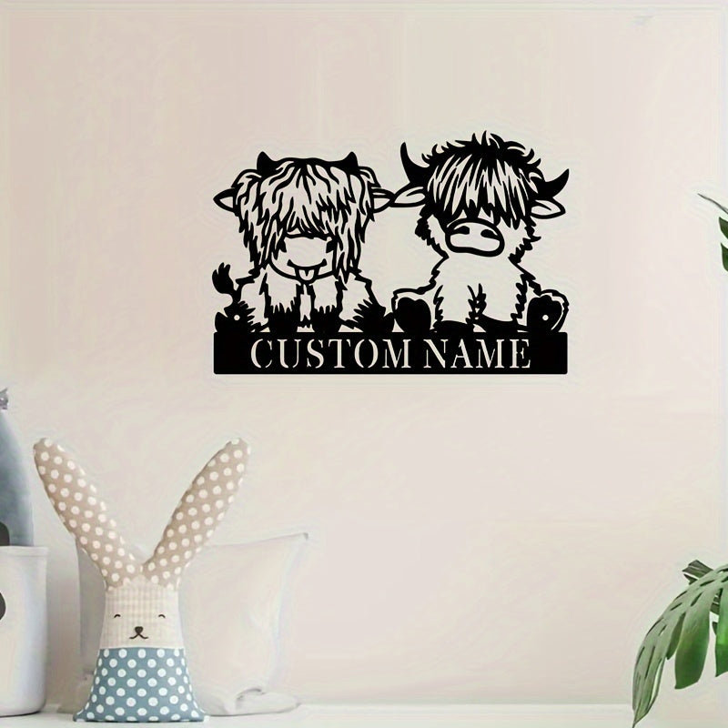 Farmhouse Metal Wall Sign Customizable Rustic Cow Decor Outdoor Marker Gift for Farmers