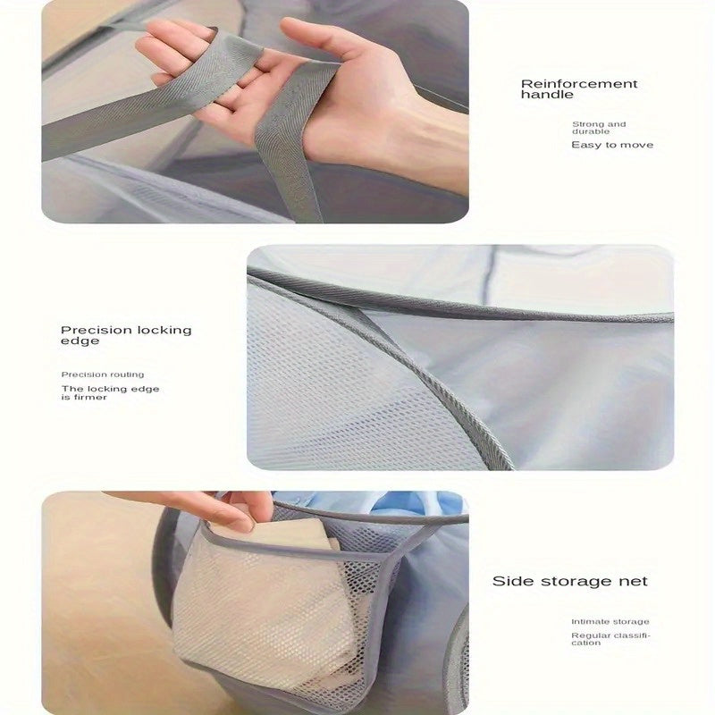 Large Foldable Mesh Laundry Hamper with Handles for Dirty Clothes Storage
