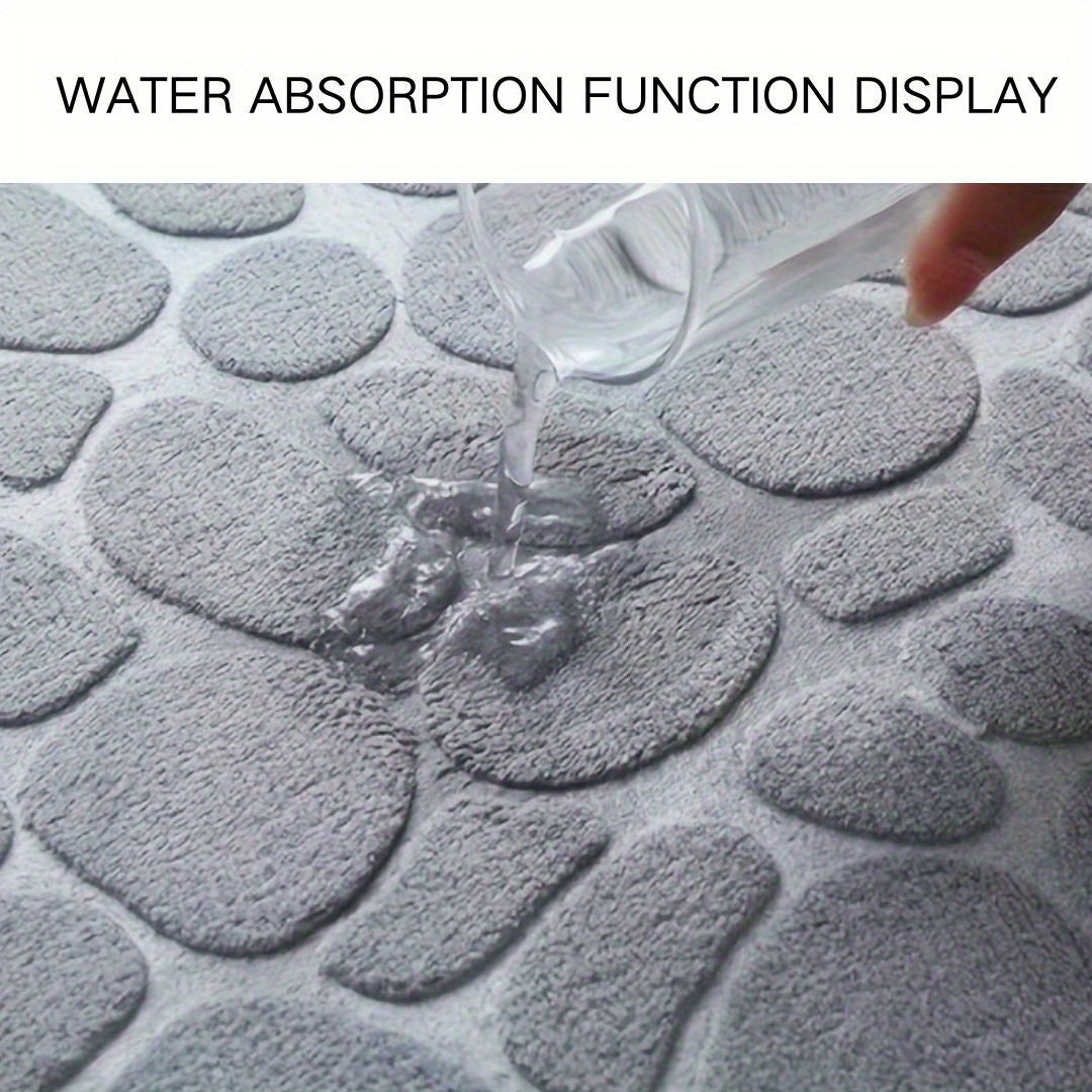 2-Piece Soft Bath Mat Set Non-Slip Quick-Dry Stone Embossed 40x60cm & 40x50cm