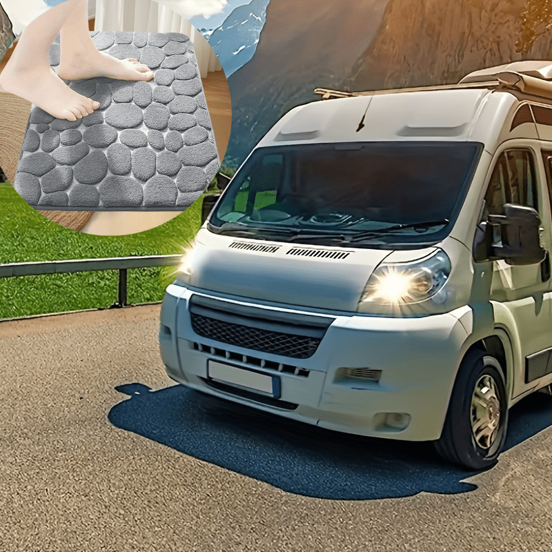 2-Piece Soft Bath Mat Set Non-Slip Quick-Dry Stone Embossed 40x60cm & 40x50cm