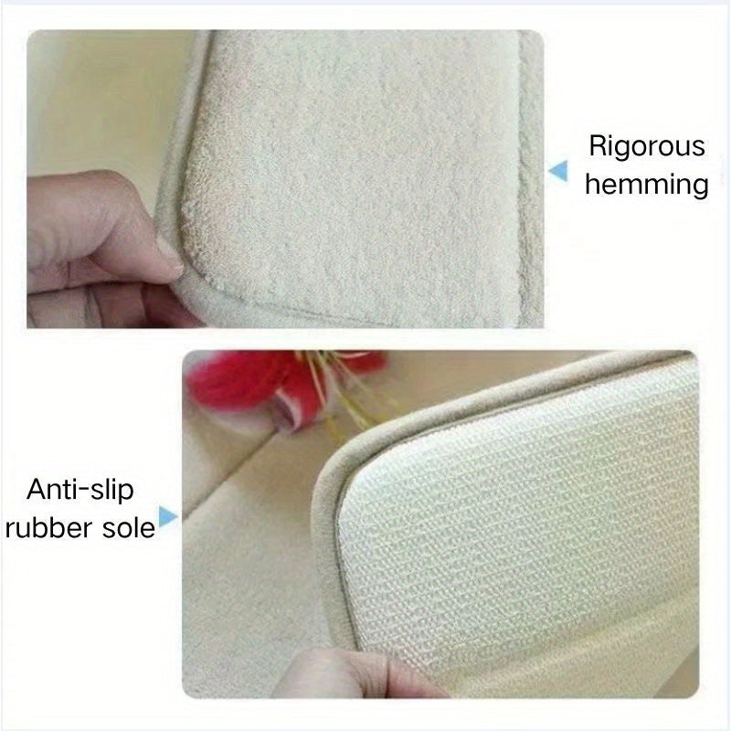 2-Piece Soft Bath Mat Set Non-Slip Quick-Dry Stone Embossed 40x60cm & 40x50cm
