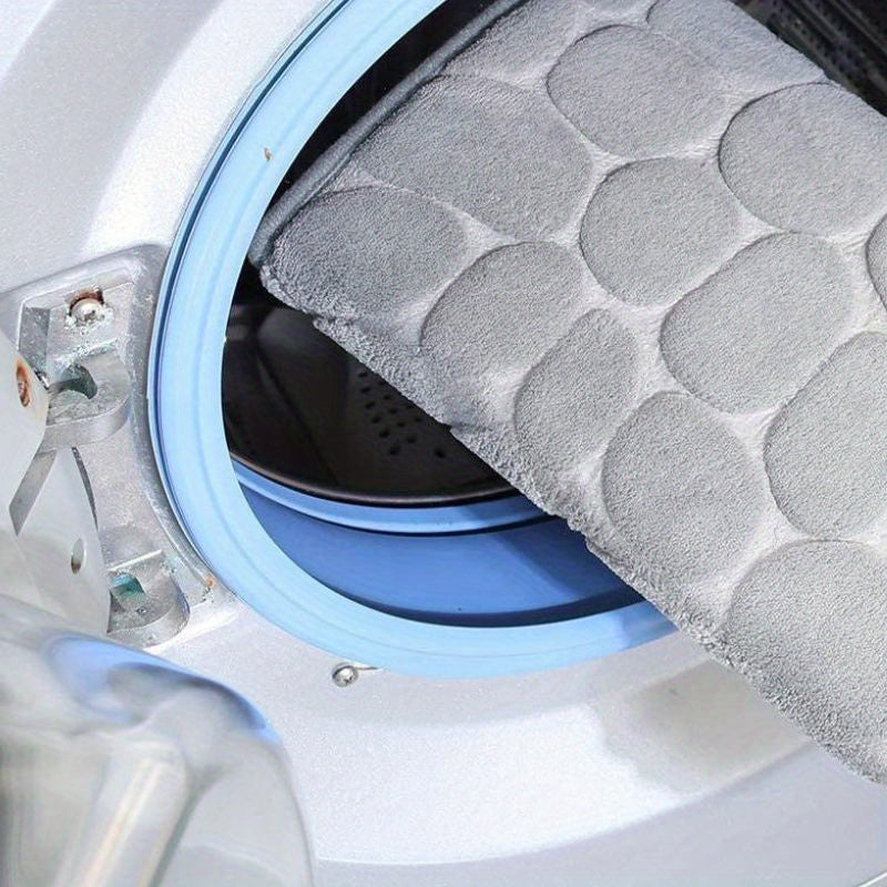 2-Piece Soft Bath Mat Set Non-Slip Quick-Dry Stone Embossed 40x60cm & 40x50cm