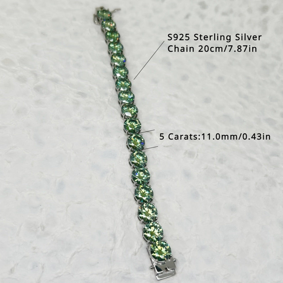 Sterling Silver Moissanite Bracelet for Women 85 Carats 5 Carat Stones Anniversary Gift