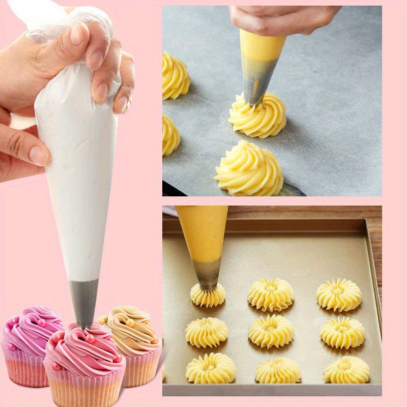 Set of 100 Disposable Piping Bags for Cake Decorating with Triangle Design