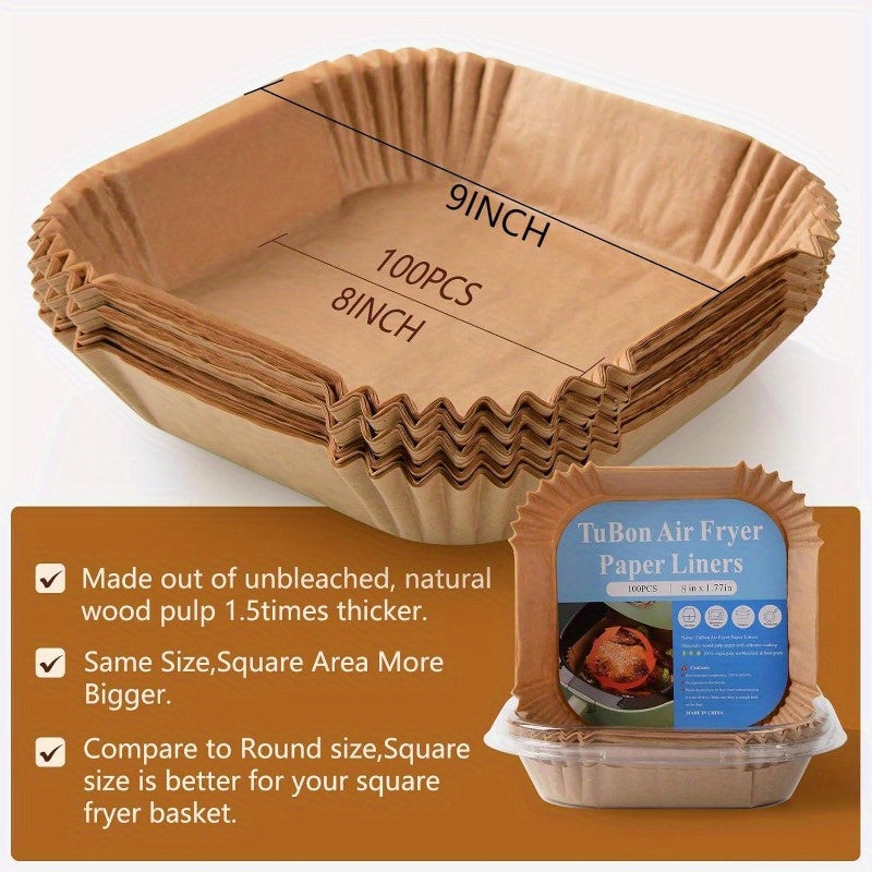 100 Pieces Air Fryer Parchment Paper Liners 22.86cm Non-Stick Waterproof