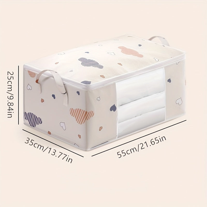 Cubo de almacenamiento de nylon con asas, organizador rectangular para ropa y quilts