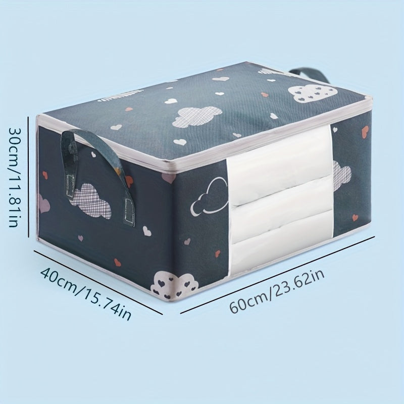 Cubo de almacenamiento de nylon con asas, organizador rectangular para ropa y quilts
