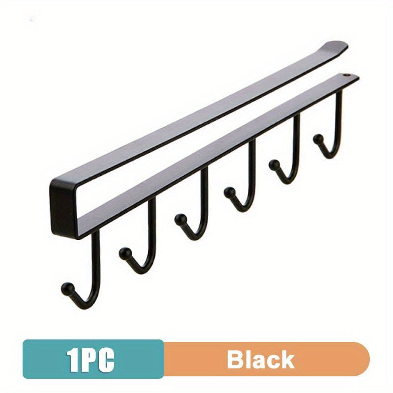 Oshxona shkafining ostida temir chashka tokchasi, 6 ta tutqich bilan - qahva chashkalari uchun joyni tejovchi uskunalar, ko'p maqsadli oshxona asboblari tashkilotchisi, saqlash tutqichlari bilan mustahkam tokcha