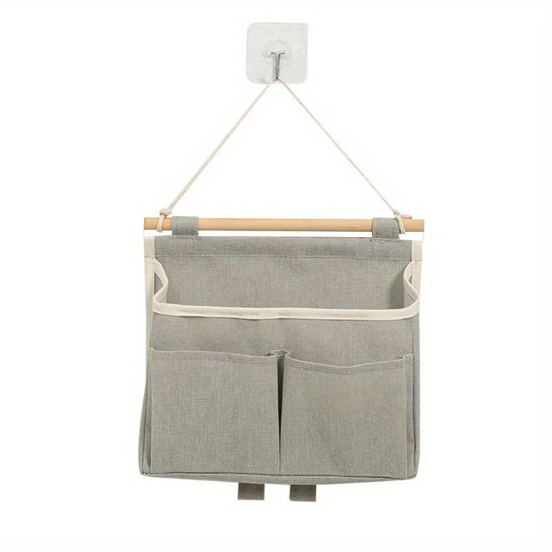 Waterproof Linen Wall Organizer with Multiple Pockets for Living Room Bedroom Bathroom