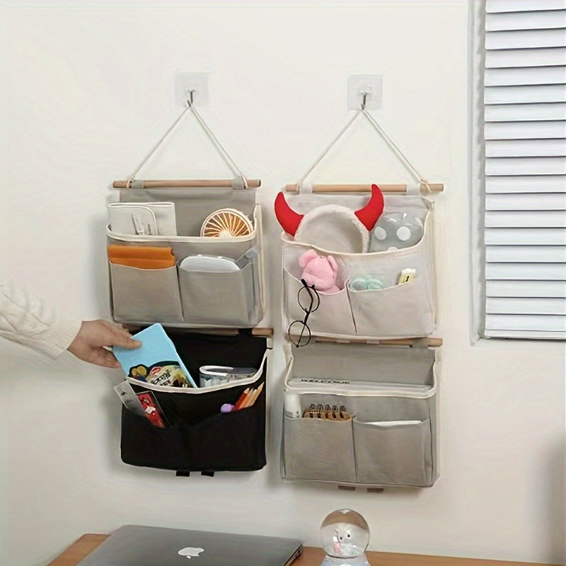 Waterproof Linen Wall Organizer with Multiple Pockets for Living Room Bedroom Bathroom