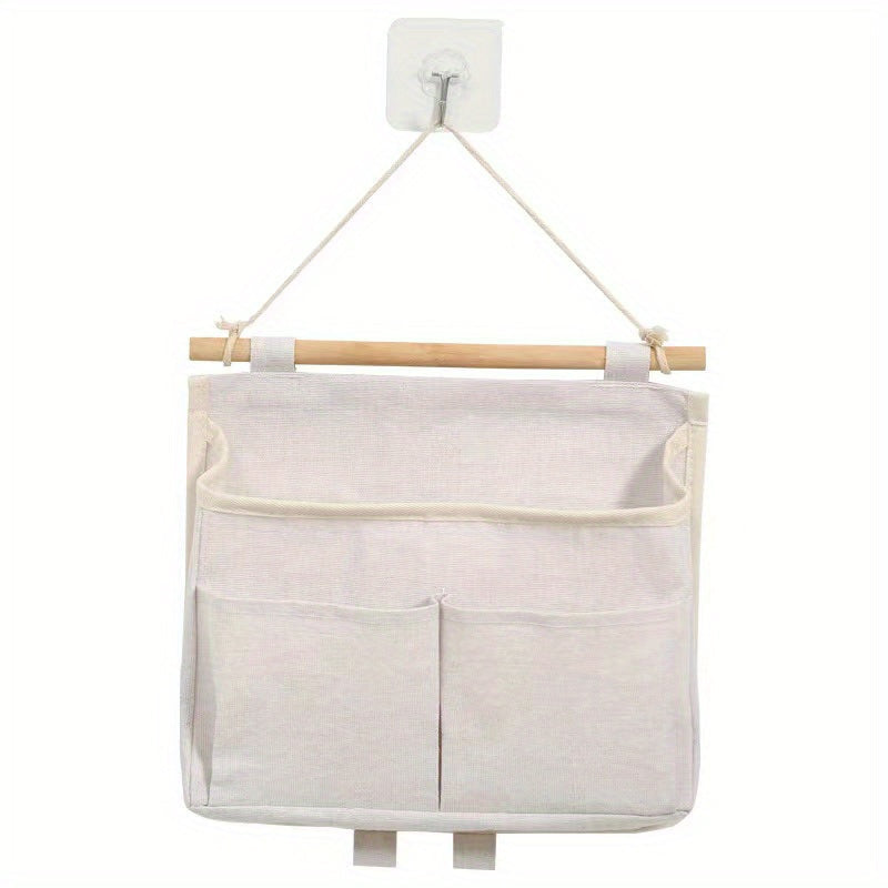 Waterproof Linen Wall Organizer with Multiple Pockets for Living Room Bedroom Bathroom