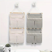 Waterproof Linen Wall Organizer with Multiple Pockets for Living Room Bedroom Bathroom