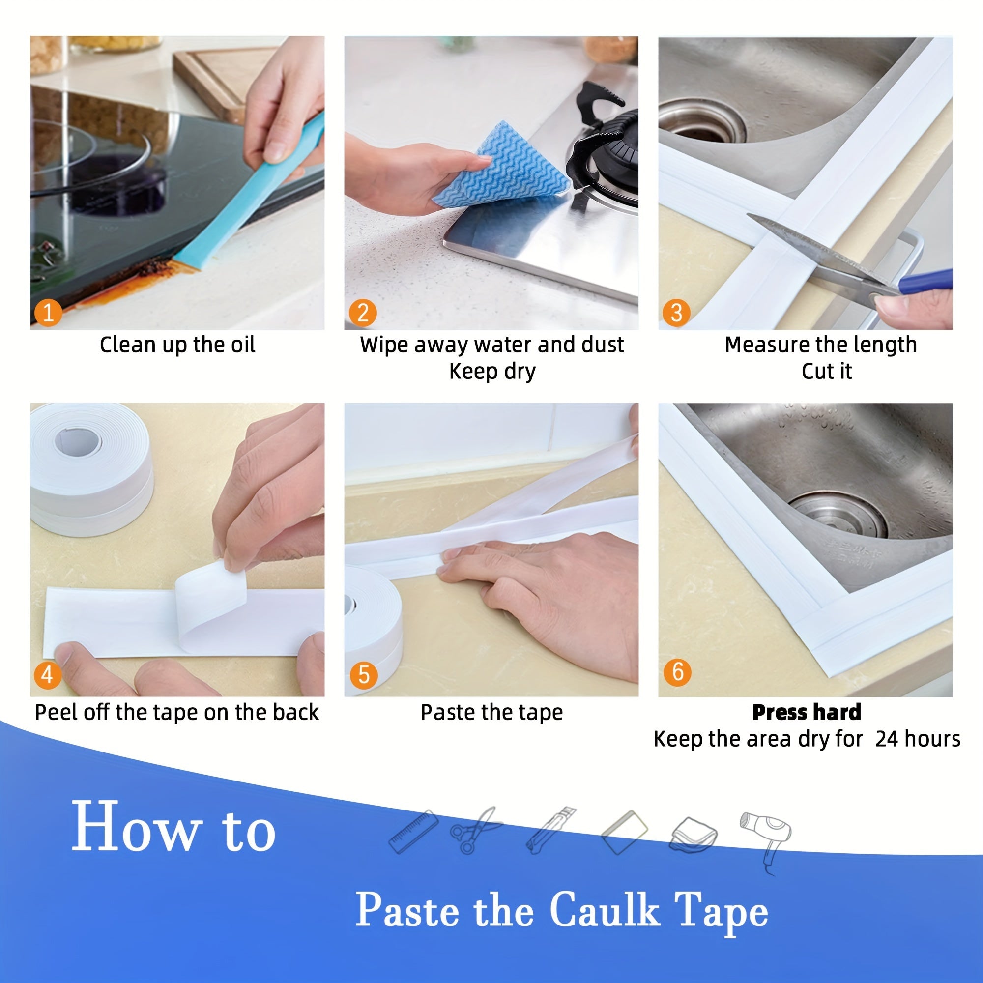 Waterproof Caulk Tape for Bathroom and Toilet Seals Easy to Apply No Power Needed