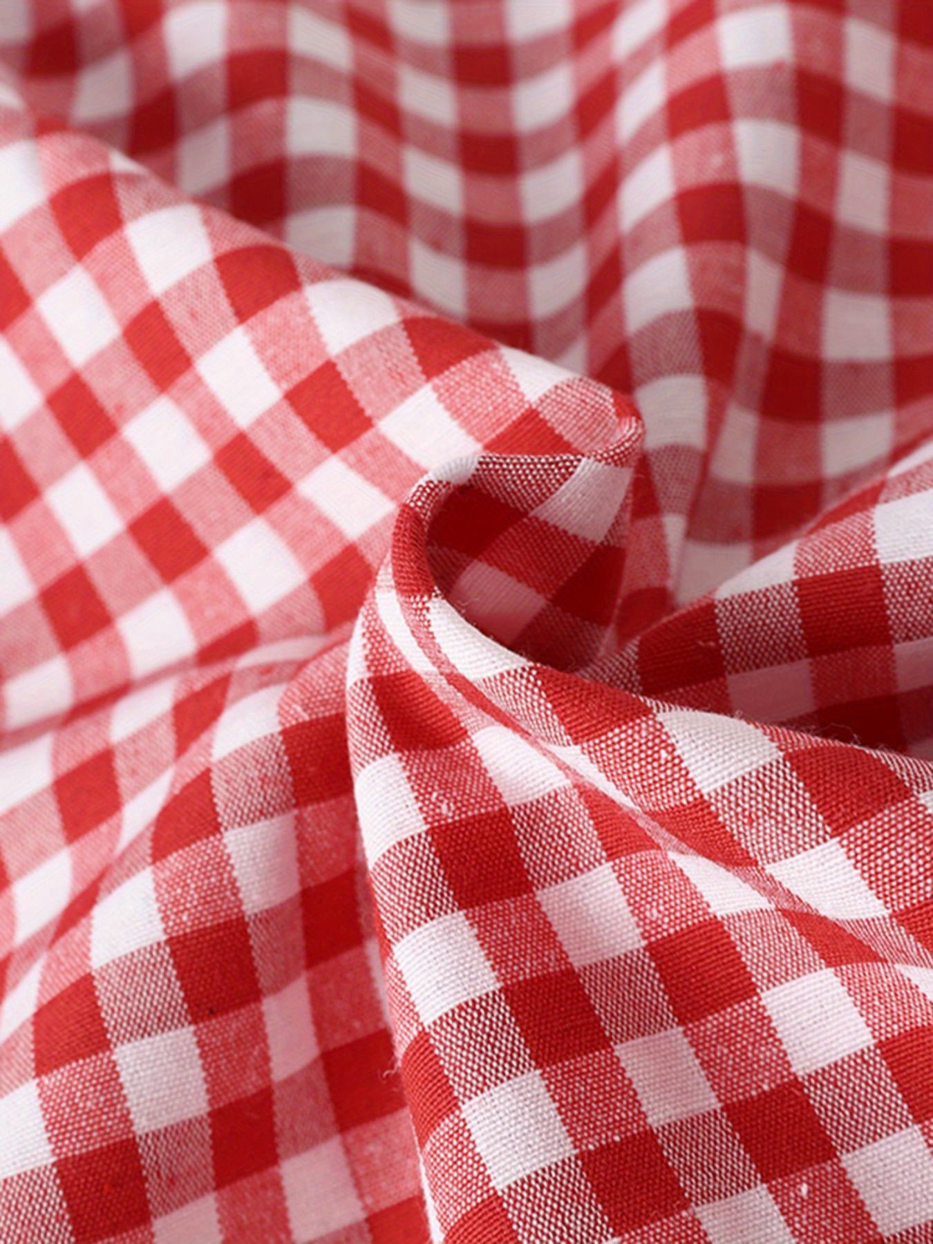 Plus Size Women's Checkered Print Short Sleeve Blouse Casual V Neck Top