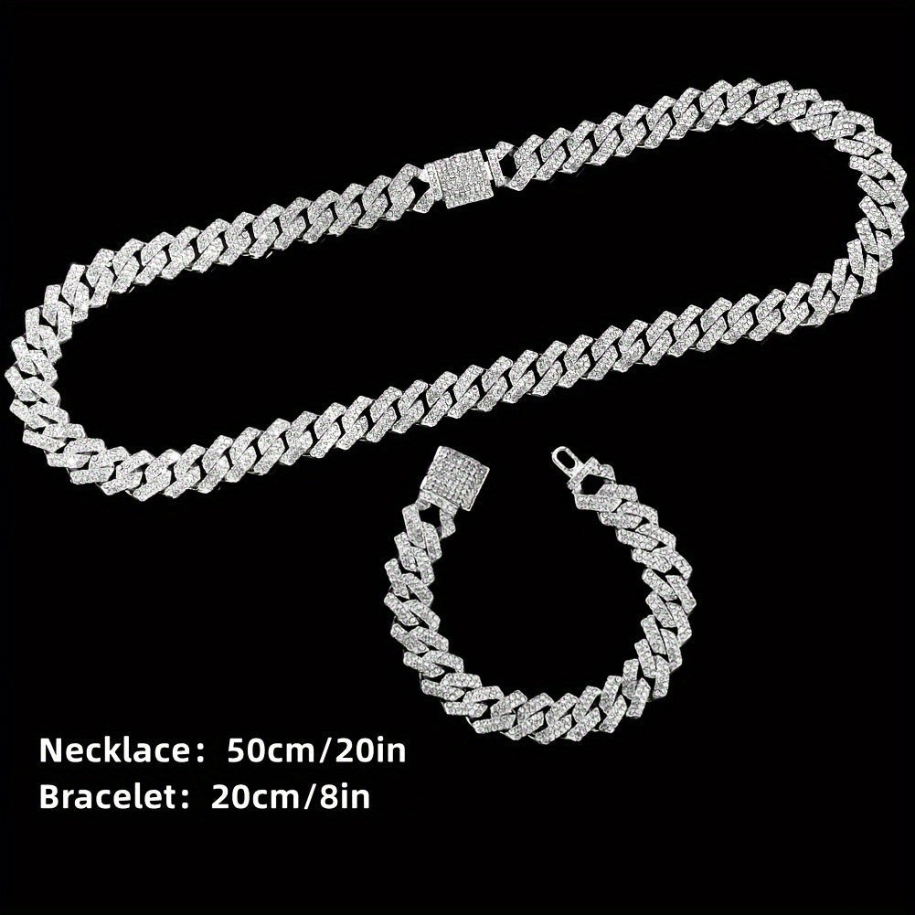 Набор из 4 предметов: мужские наручные часы с стразами и ювелирный набор с крестом, подходит как для мужчин, так и для женщин.