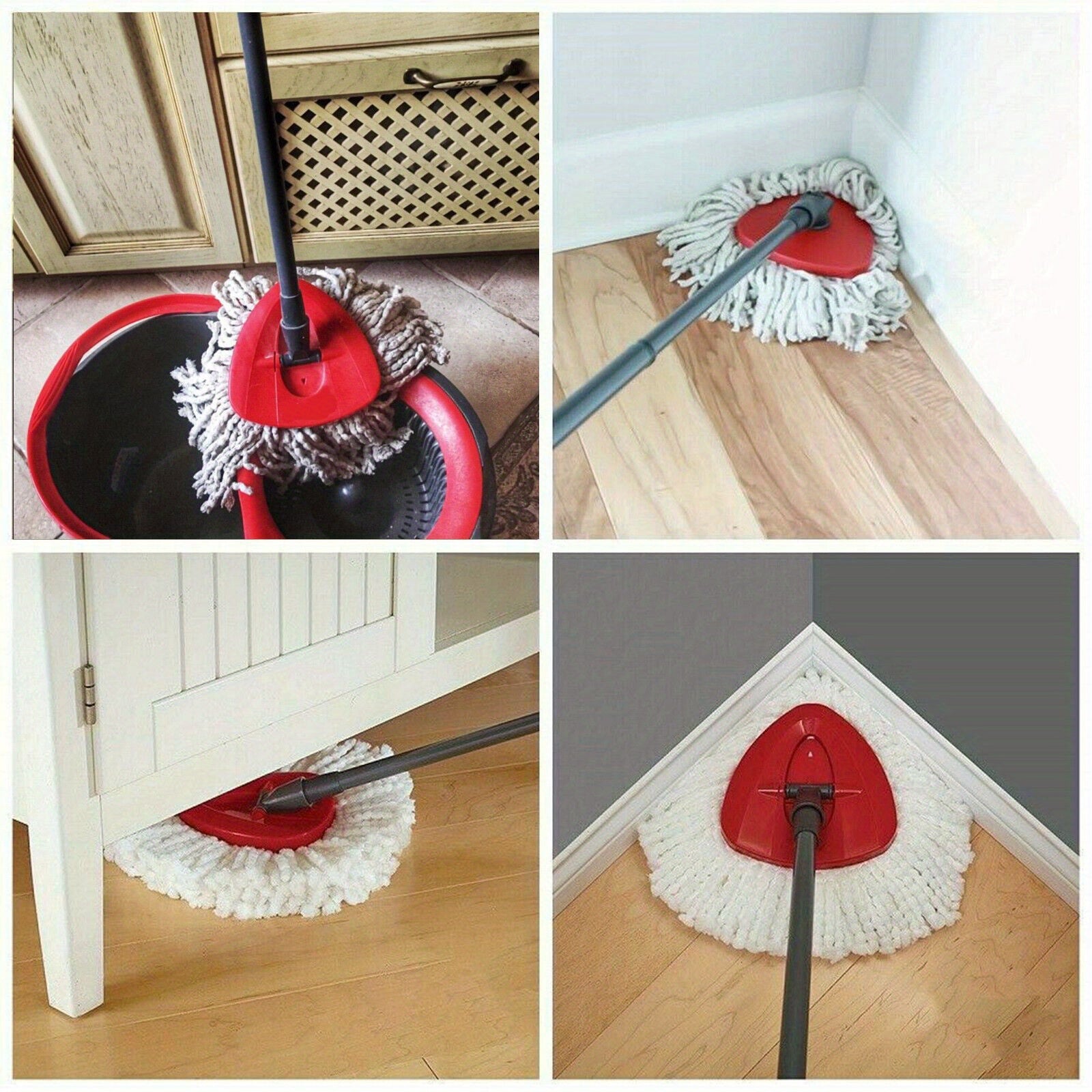 Uzoq muddatli plastik uchburchak mop bazasi - Vileda O-Cedar 360° aylanuvchi bosh bilan ishlash uchun mo'ljallangan, oddiy tozalash xususiyatlariga ega qulay almashtirish aksessuari