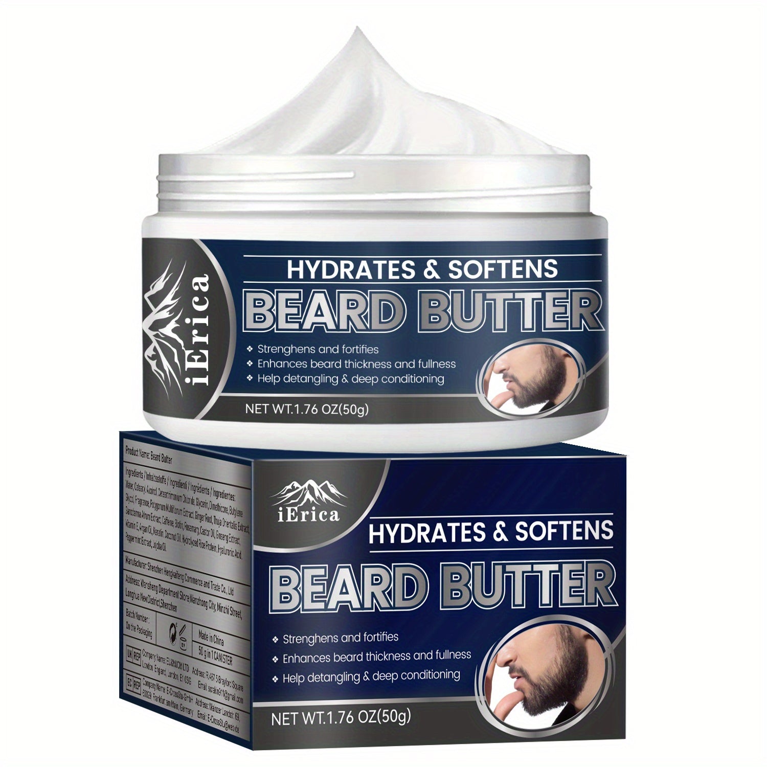 Crema de mantequilla para barba masculina 50g Acondicionador hidratante suaviza y hidrata