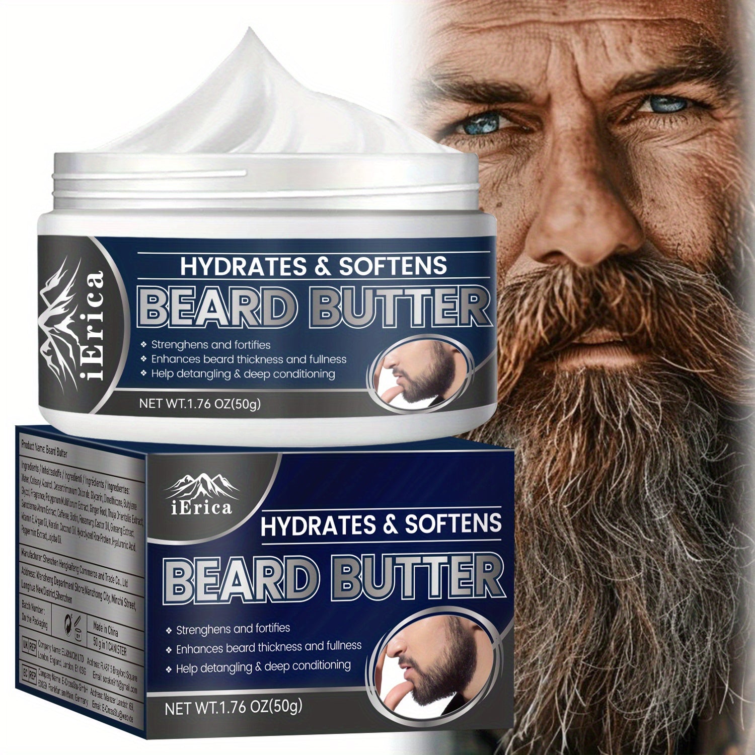 Crema de mantequilla para barba masculina 50g Acondicionador hidratante suaviza y hidrata