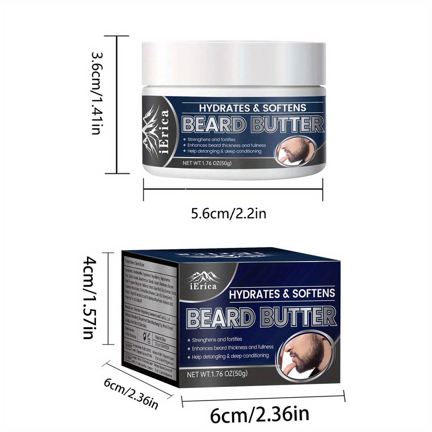 Crema de mantequilla para barba masculina 50g Acondicionador hidratante suaviza y hidrata