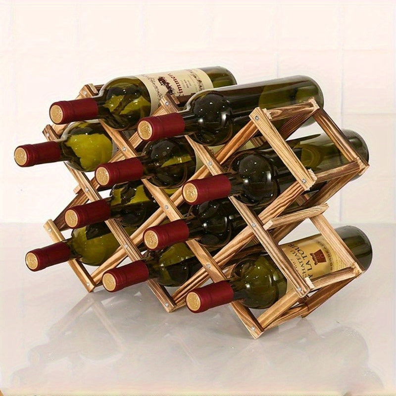 Wooden Foldable Wine Rack for Kitchen and Dining Decor