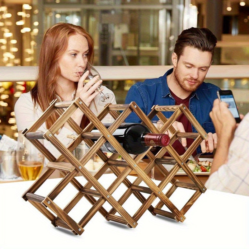Wooden Foldable Wine Rack for Kitchen and Dining Decor