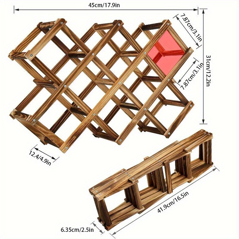 Wooden Foldable Wine Rack for Kitchen and Dining Decor