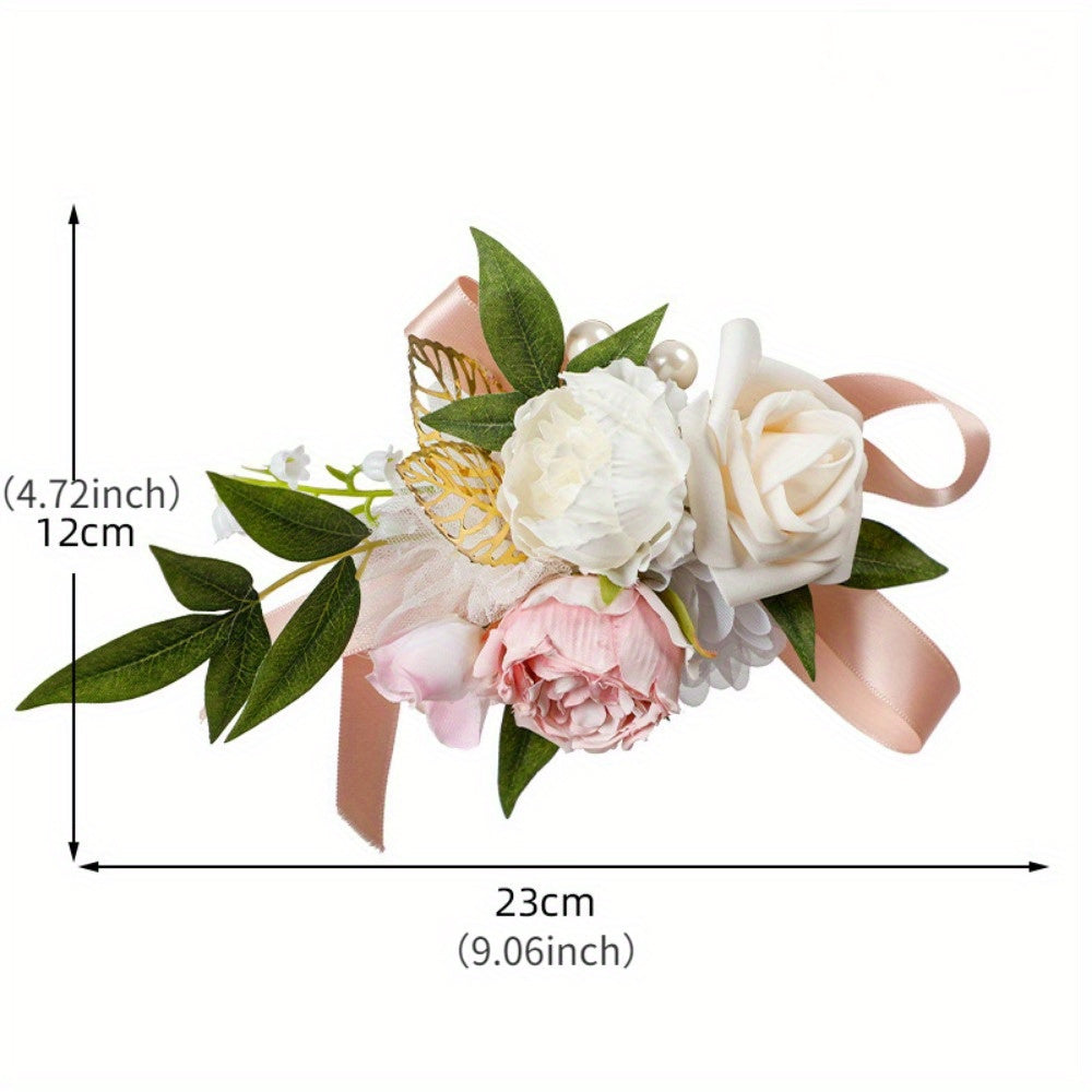 Floral Corsage for Women Artificial Rose and Greenery Wedding and Event Accessory
