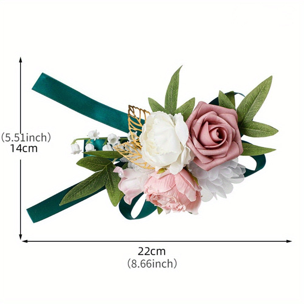Floral Corsage for Women Artificial Rose and Greenery Wedding and Event Accessory