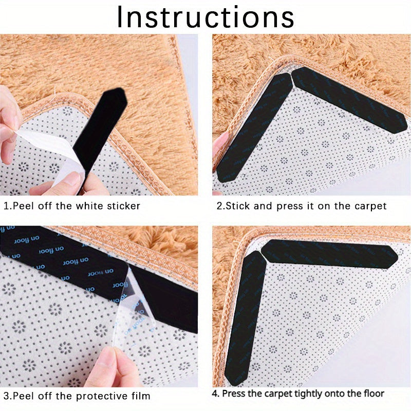 4-Piece Non-Slip Rug Grippers for Living Room and Bathroom Safety