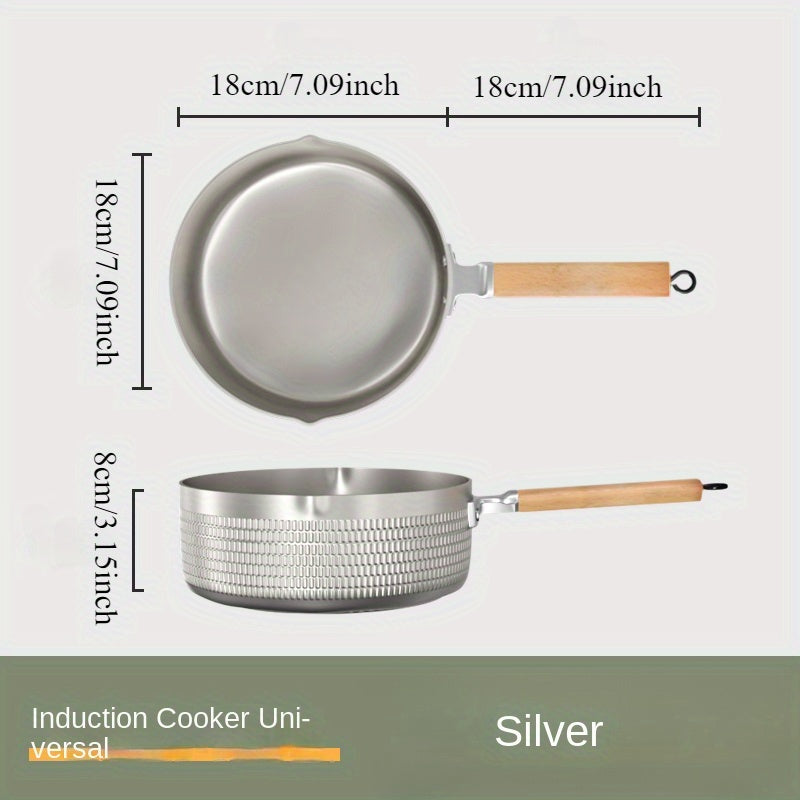 Японская кастрюля в серебре, золоте или черном цвете с многофункциональными возможностями - подходит для индукционных плит, профессиональная алюминиевая кастрюля для супов, лапши, жарки и рагу, размером 18 см.