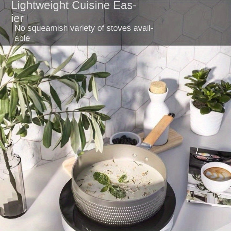 Японская кастрюля в серебре, золоте или черном цвете с многофункциональными возможностями - подходит для индукционных плит, профессиональная алюминиевая кастрюля для супов, лапши, жарки и рагу, размером 18 см.