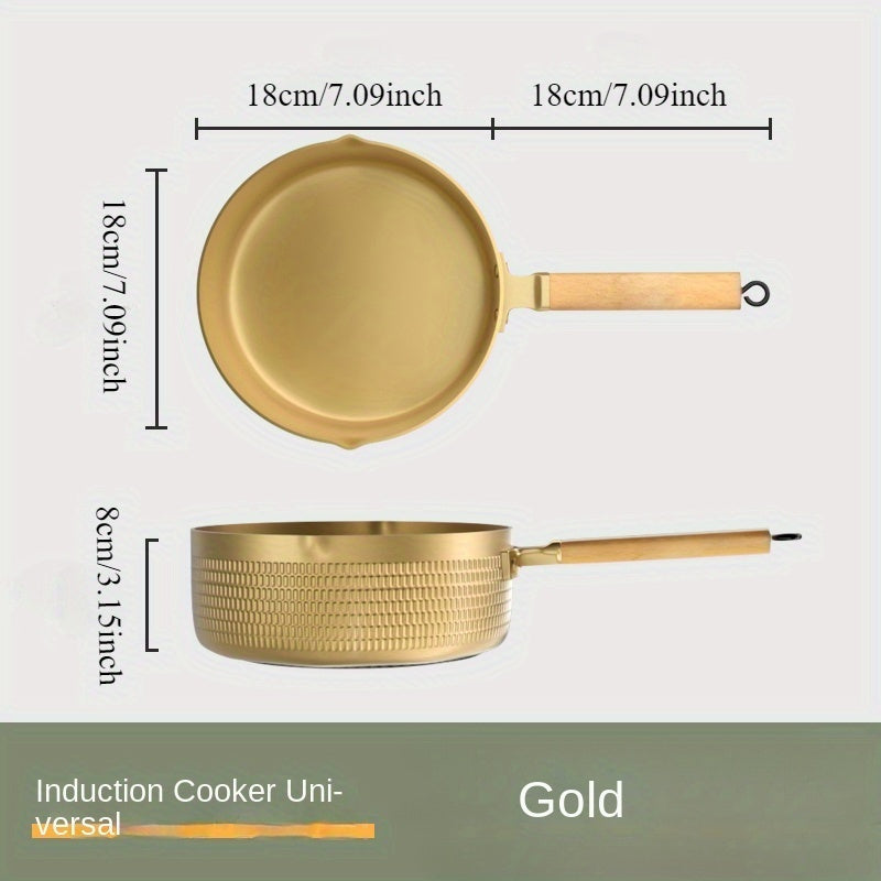 Японская кастрюля в серебре, золоте или черном цвете с многофункциональными возможностями - подходит для индукционных плит, профессиональная алюминиевая кастрюля для супов, лапши, жарки и рагу, размером 18 см.