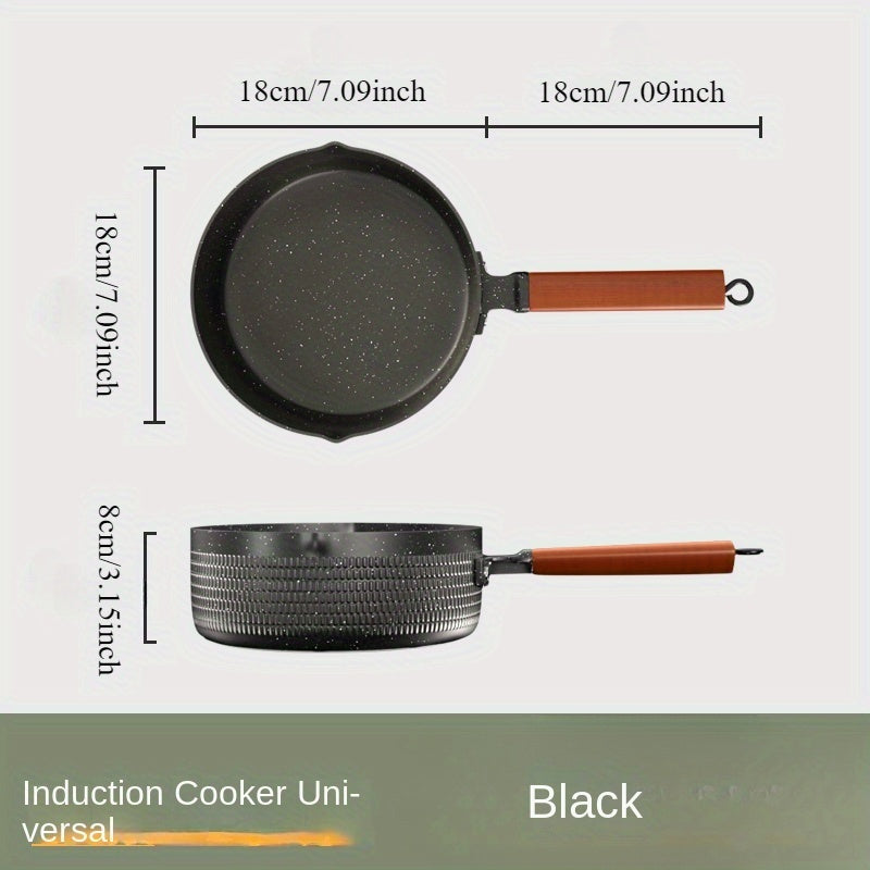 Японская кастрюля в серебре, золоте или черном цвете с многофункциональными возможностями - подходит для индукционных плит, профессиональная алюминиевая кастрюля для супов, лапши, жарки и рагу, размером 18 см.
