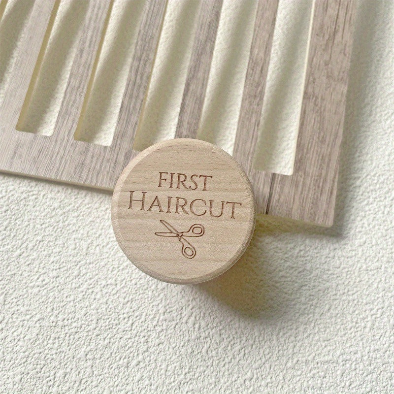 First Haircut Memory Box Rustic Wooden Organizer for Baby Keepsakes