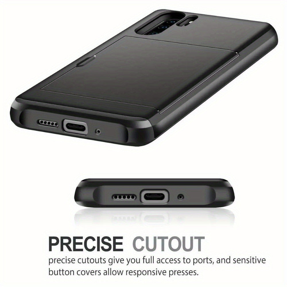 Huawei P30 Pro Armor Slide Card Case with Card Slot and Drop Protection