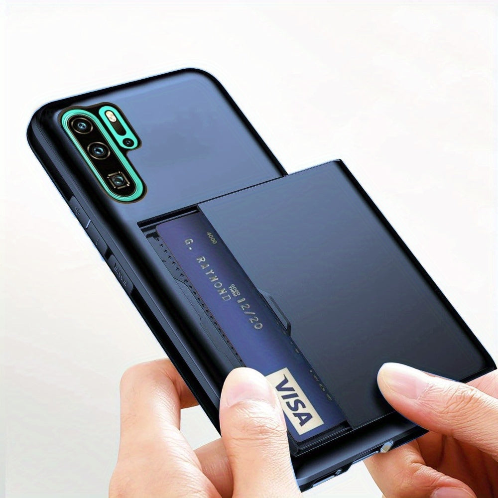 Huawei P30 Pro Armor Slide Card Case with Card Slot and Drop Protection
