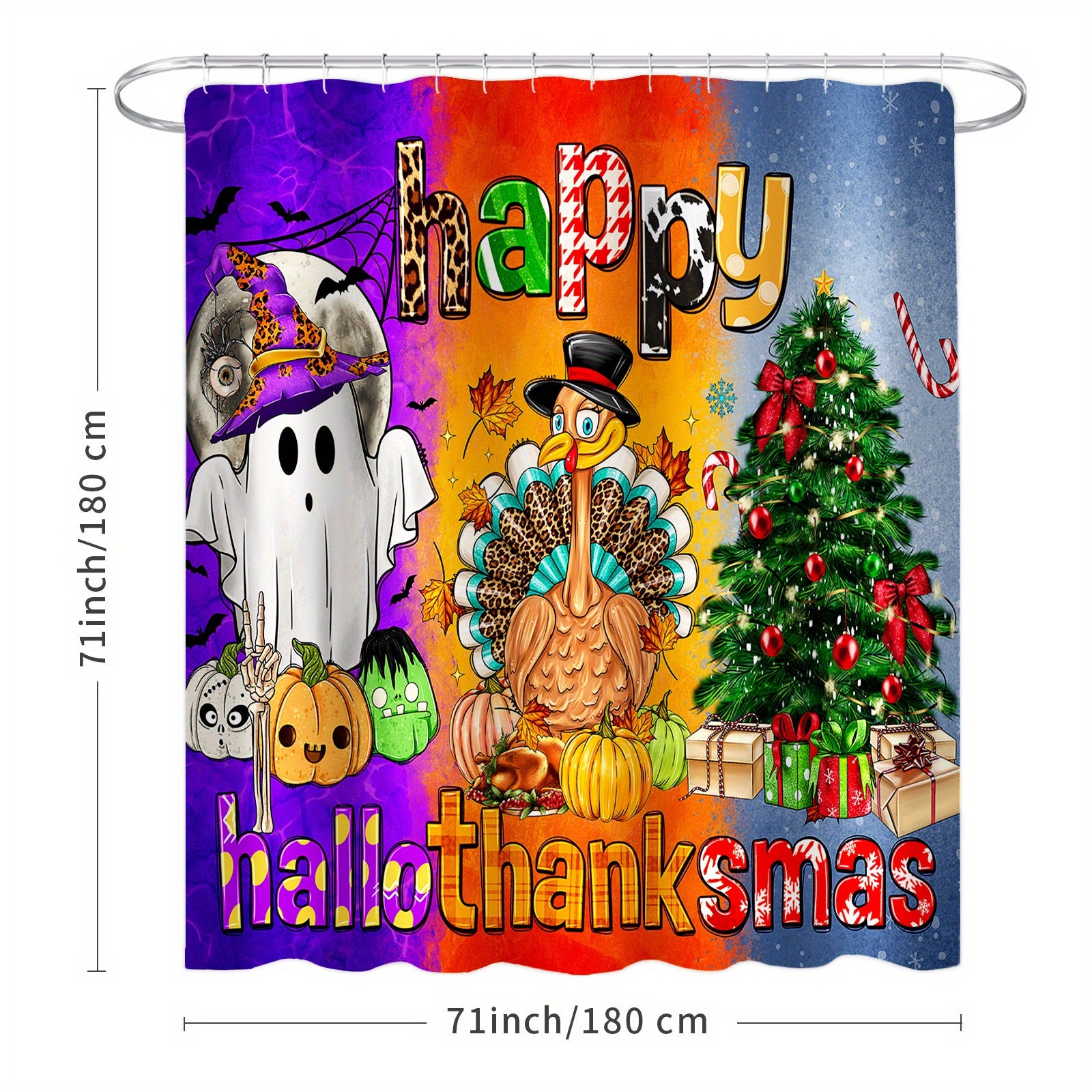 Halloween Bathroom Decor Set with Shower Curtain Rugs and Accessories Waterproof Polyester