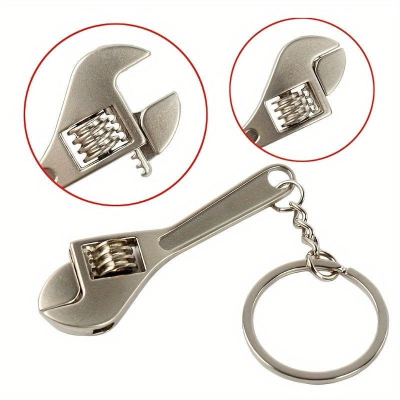 Unisex Stainless Steel Mini Wrench Keychain Compact Adjustable Portable Tool