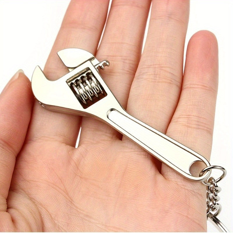 Unisex Stainless Steel Mini Wrench Keychain Compact Adjustable Portable Tool