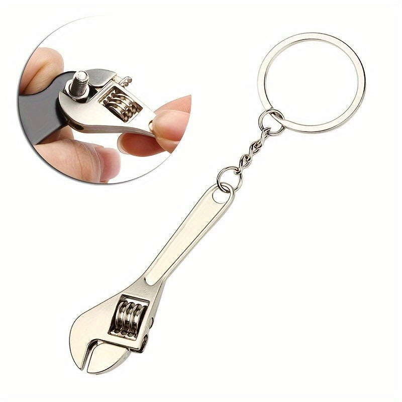 Unisex Stainless Steel Mini Wrench Keychain Compact Adjustable Portable Tool