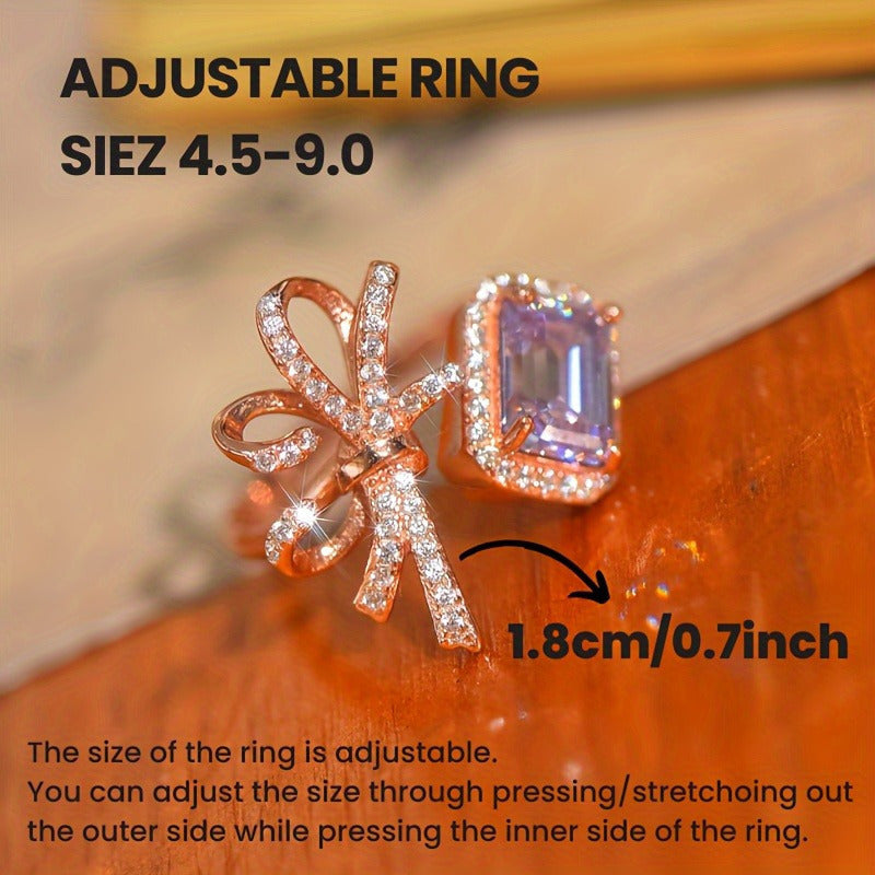 Элегантное кольцо с бантом из моиссанита 2 карата - 925 стерлинговое серебро, изысканное обручальное кольцо для женщин, идеальный подарок для нее
