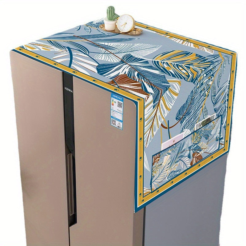 Yuqori sifatli muzlatgich qopqog'i - suv o'tkazmaydigan va quyoshga chidamli xususiyatlar bilan - changdan himoyalovchi, bitta/ikki eshikli modellarga mos, yuqori sifatli rolikli kir yuvish mashinasi qoplamasi