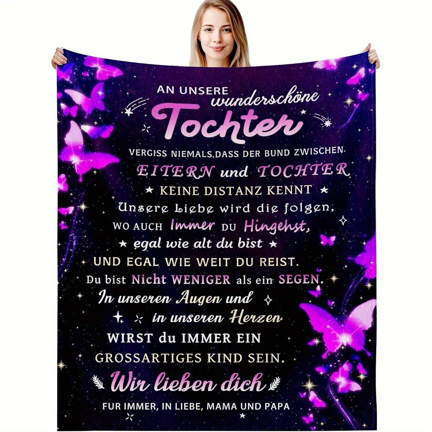 Eng yaxshi qiz uchun nemis sovg'alari: Binafsha kapalak naqshli yumshoq flanel divan ko'rlagi - Ajoyib bayram yoki tug'ilgan kun sovg'asi!