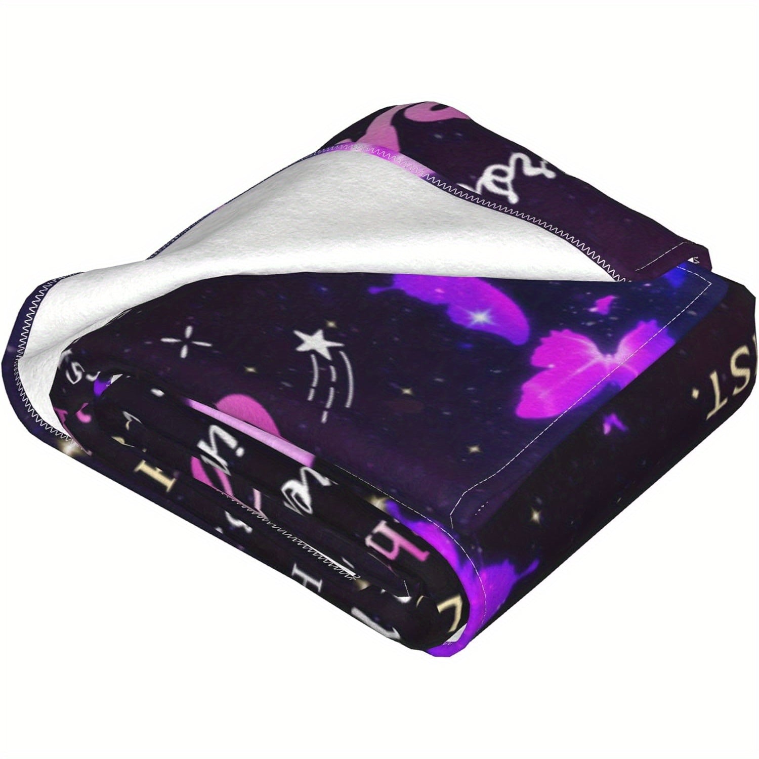 Girls Flannel Sofa Blanket Purple Butterfly Pattern Soft Gift for Daughter